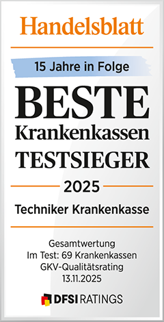 Знак Handelsblatt: TK — Beste Krankenkassen Testsieger 2025